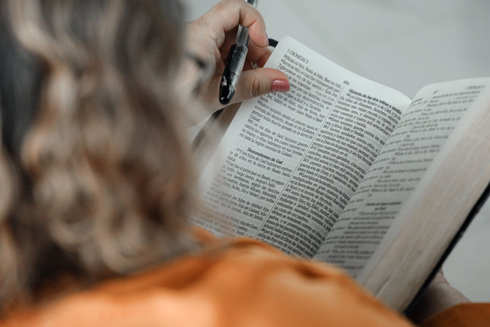 A woman studying Scripture