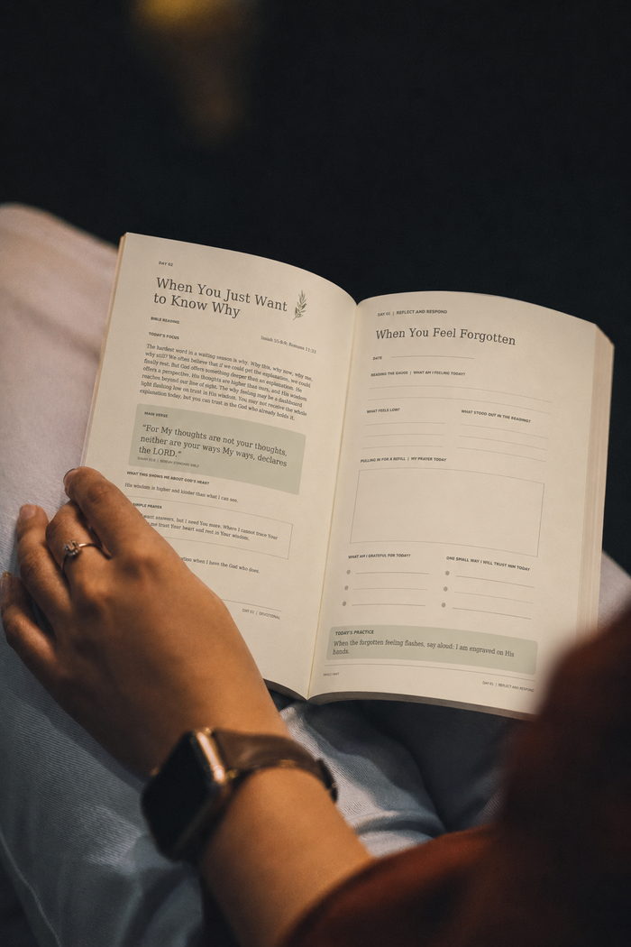 A woman reading her Bible in a quiet moment